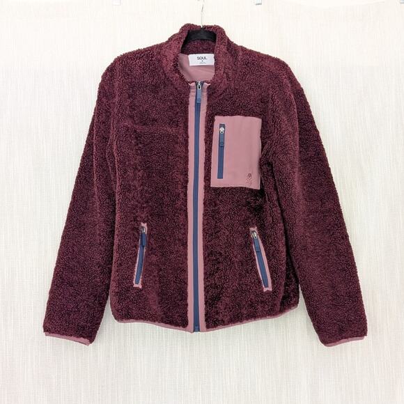 SoulCycle Fleece Shearling Tri-Tone Zip-Up Purple Full Zip Jacket, size M - Picture 1 of 6